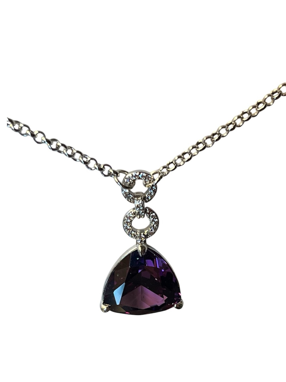 Amethyst Cubic Zirconia Purple Pendant Necklace with Chain BP / NEW IN BOX - Picture 5 of 8